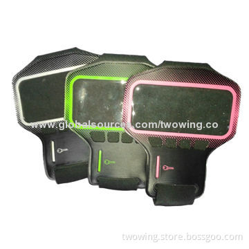 Armband for iPhone, neoprene fabric with clear PVC, used for any kinds of phone, with stripe print